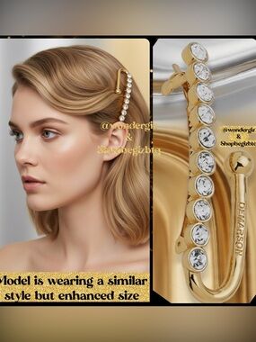 NWT Authentic Demarson Women's 12k Gold Plated Maia Crystal Hair Clip
